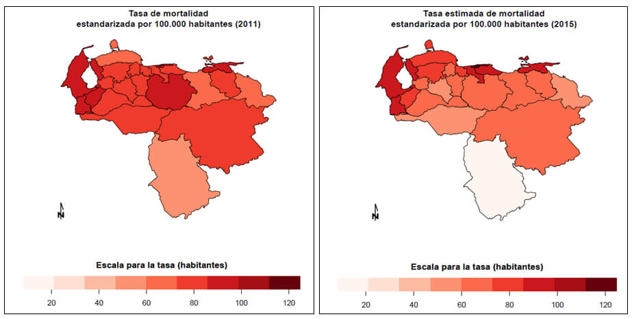 Tasa de mortalidad estandarizada por 100.000 habitantes 2011 y 2015